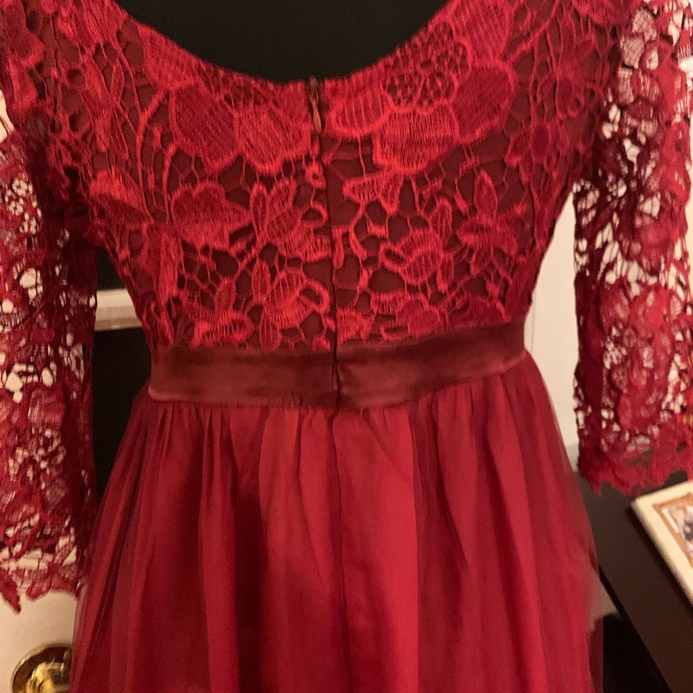 5 for $30. Lovely Deep Red Empire Waist Gown - Picture 11 of 16